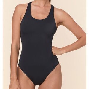 Andie NWOT Tulum One Piece Small Tall ST Black Cross Back Long Torso Swimsuit